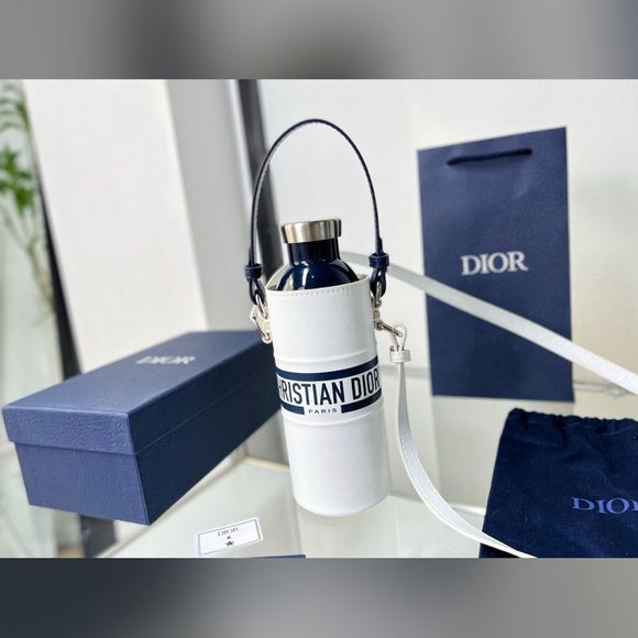 BNIB NWT Dior GWP/VIP NAVY BLUE STAINLESS STEEL TUMBLER AND BOTTLE HOLDER BAG! - Picture 1 of 8